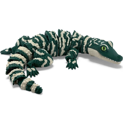 3D Printed Baby Alligator with Realistic Glass Eyes – Dark Green Variant (13 Inches Long)