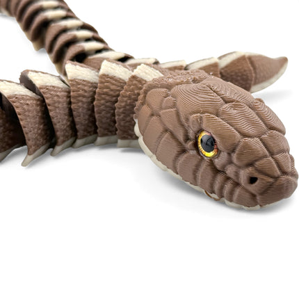 3D Printed Articulated Garter Snake with Realistic Glass Eyes – 25 Inches Long