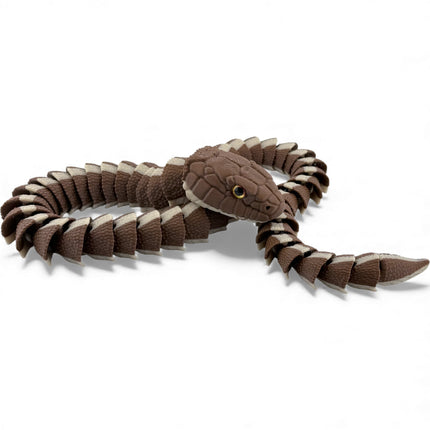 3D Printed Articulated Garter Snake with Realistic Glass Eyes – 25 Inches Long