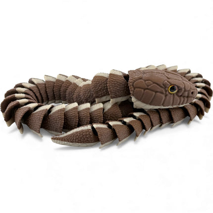 3D Printed Articulated Garter Snake with Realistic Glass Eyes – 25 Inches Long