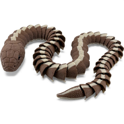 3D Printed Articulated Garter Snake with Realistic Glass Eyes – 25 Inches Long