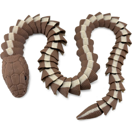 3D Printed Articulated Garter Snake with Realistic Glass Eyes – 25 Inches Long