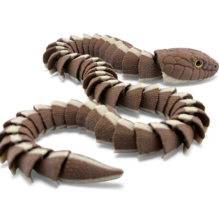 3D Printed Articulated Garter Snake with Realistic Glass Eyes – 25 Inches Long