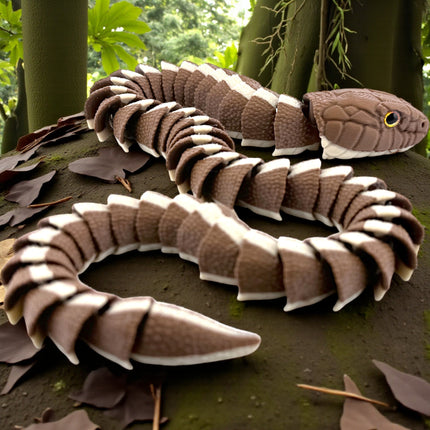 3D Printed Articulated Garter Snake with Realistic Glass Eyes – 25 Inches Long