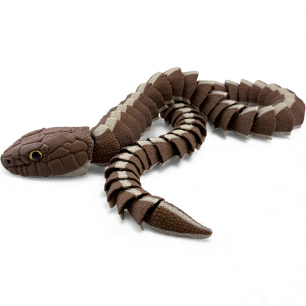 3D Printed Articulated Garter Snake with Realistic Glass Eyes – 25 Inches Long