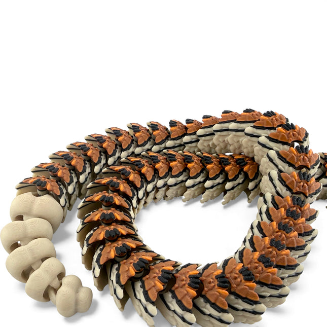 Flexi Rattlesnake Figurine – 24 Inch Articulated 3D Printed Snake with Glass Eyes