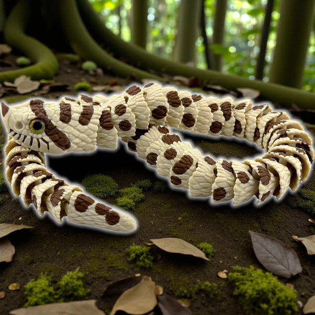 3D Printed Articulated Hognose Snake with Realistic Glass Eyes – 20 Inches Long