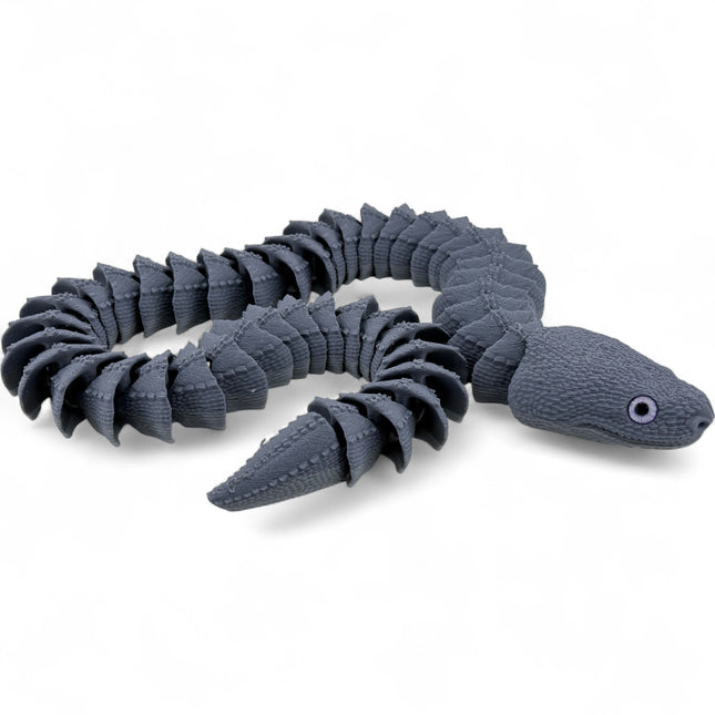 Xenodermus Dragon Snake Figurine, Articulated Realistic 3D Printed Reptile with Glass Eyes