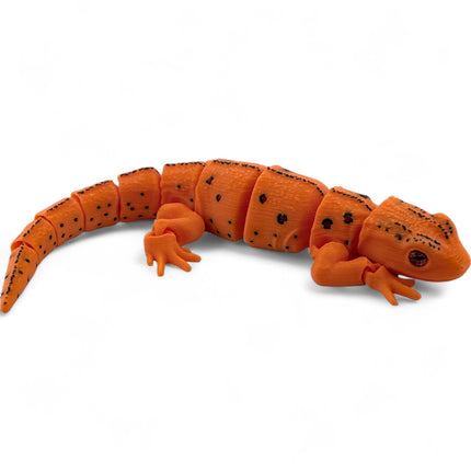 3D Printed Articulated Eastern Red-Spotted Newt – Orange Variant with Realistic Glass Eyes