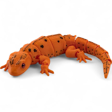 3D Printed Articulated Eastern Red-Spotted Newt – Orange Variant with Realistic Glass Eyes