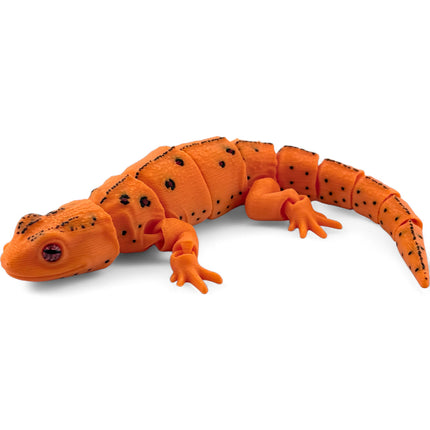 3D Printed Articulated Eastern Red-Spotted Newt – Orange Variant with Realistic Glass Eyes
