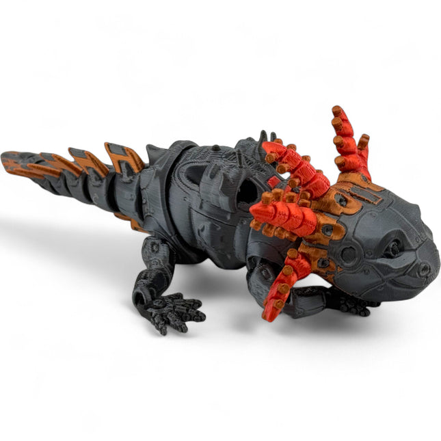 3D Printed Axolotyl-  RobotoLotyl Steampunk , Mechanical Steampunk Animal Figurine, Whimsical Gears and Metallic Accents