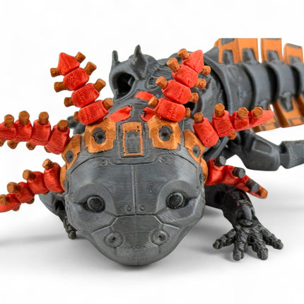 3D Printed Axolotyl-  RobotoLotyl Steampunk , Mechanical Steampunk Animal Figurine, Whimsical Gears and Metallic Accents