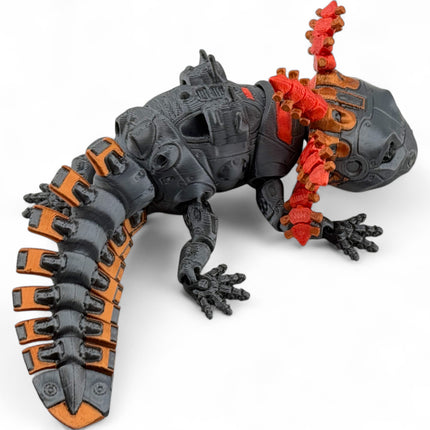 3D Printed Axolotyl-  RobotoLotyl Steampunk , Mechanical Steampunk Animal Figurine, Whimsical Gears and Metallic Accents