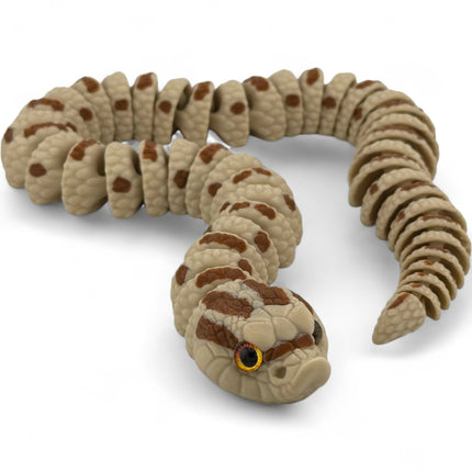 3D Printed Hognose Snake Sculpture: Glass Eyes, Lifelike Reptile Decor