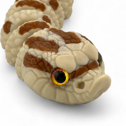 3D Printed Hognose Snake Sculpture: Glass Eyes, Lifelike Reptile Decor