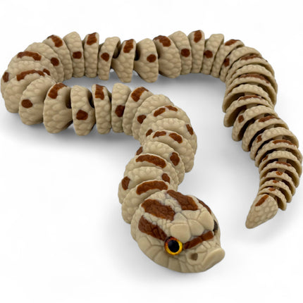 3D Printed Hognose Snake Sculpture: Glass Eyes, Lifelike Reptile Decor