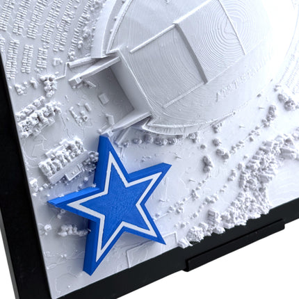Dallas Cowboys 3D Topographic Map Art -  AT&T Stadium Wall Decor