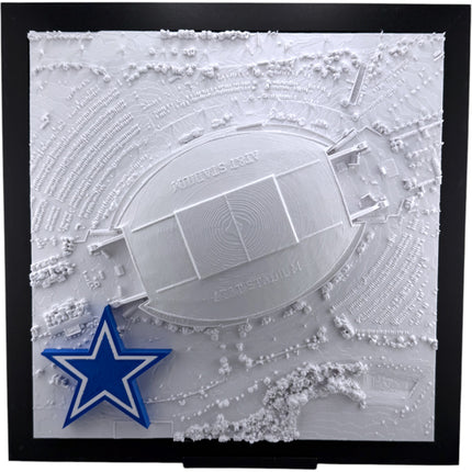 Dallas Cowboys 3D Topographic Map Art -  AT&T Stadium Wall Decor