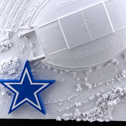 Dallas Cowboys 3D Topographic Map Art -  AT&T Stadium Wall Decor