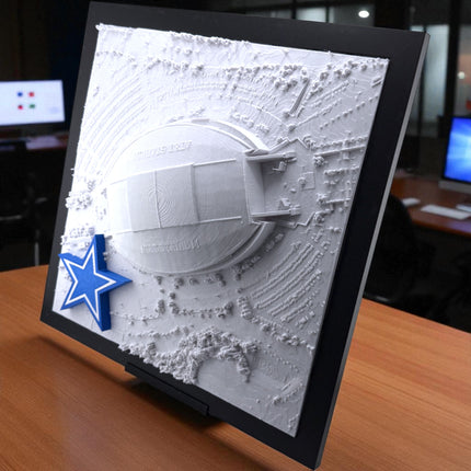 Dallas Cowboys 3D Topographic Map Art -  AT&T Stadium Wall Decor