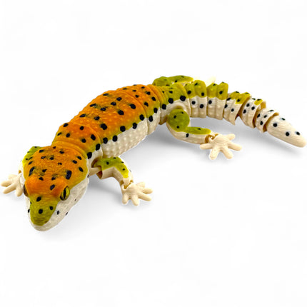 3D Printed Leopard Gecko: Glass Eyes, Reinforced Joints, USA Made