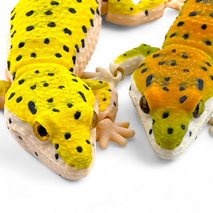 3D Printed Leopard Gecko: Glass Eyes, Reinforced Joints, USA Made