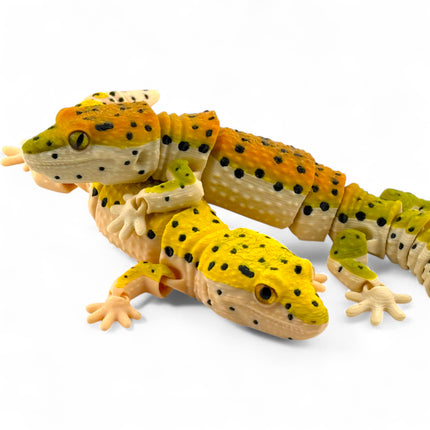 3D Printed Leopard Gecko: Glass Eyes, Reinforced Joints, USA Made