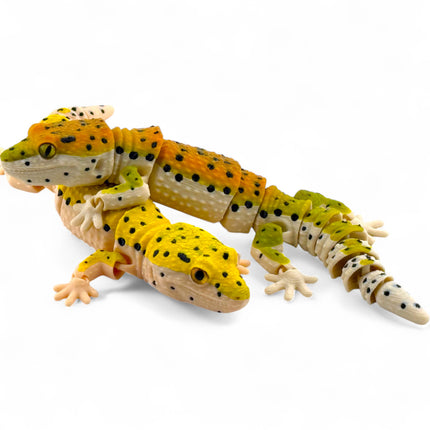 3D Printed Leopard Gecko: Glass Eyes, Reinforced Joints, USA Made