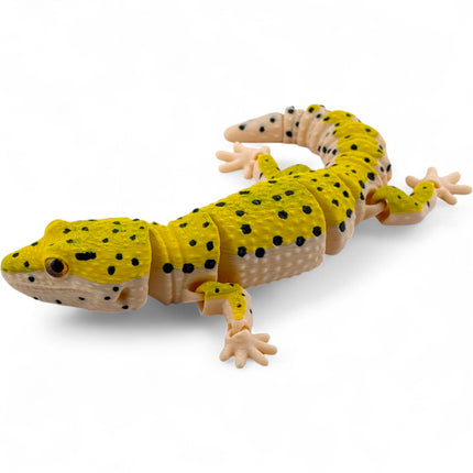 3D Printed Leopard Gecko: Glass Eyes, Reinforced Joints, USA Made