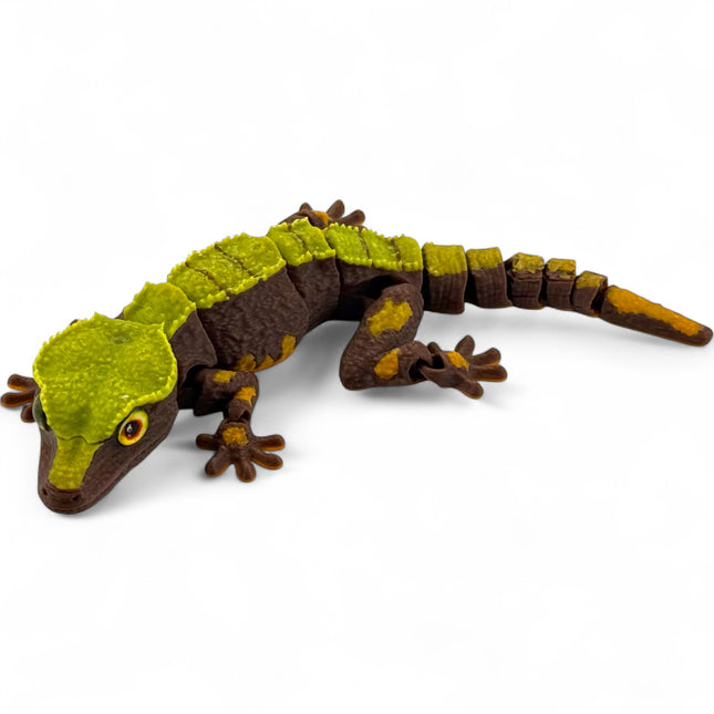 3D Printed Crested Gecko with Glass Eyes: USA Made Collectible Toy