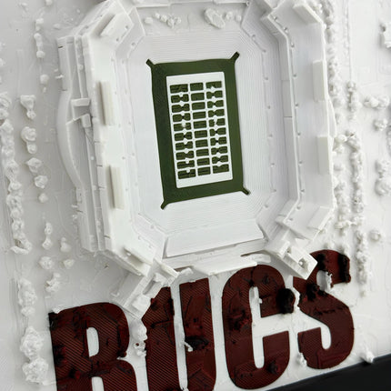 Tampa Bay Buccaneers - Framed Topographical Map Art of Raymond James Stadium with Embossed Text