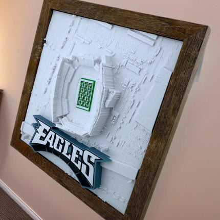 Philadelphia Eagles Lincoln Financial Field Topographical Map Art - Framed 3D Raised Logo Stadium Wall Decor
