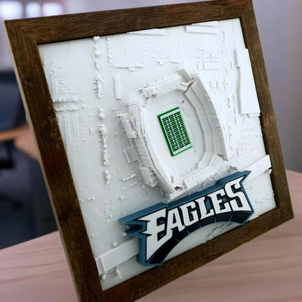 Philadelphia Eagles Lincoln Financial Field Topographical Map Art - Framed 3D Raised Logo Stadium Wall Decor