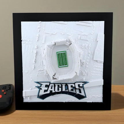 Philadelphia Eagles - Framed Topographical Map Art of Lincoln Financial Field (Embossed Logo)