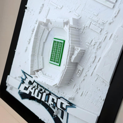 Philadelphia Eagles - Framed Topographical Map Art of Lincoln Financial Field (Embossed Logo)