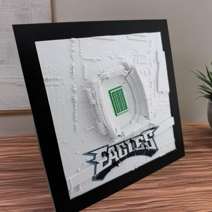 Philadelphia Eagles - Framed Topographical Map Art of Lincoln Financial Field (Embossed Logo)
