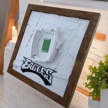 Philadelphia Eagles - Framed Topographical Map Art of Lincoln Financial Field (Embossed Logo)