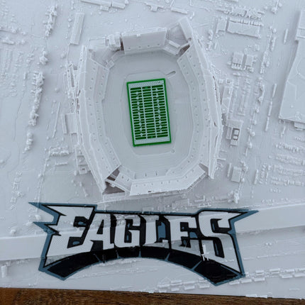 Philadelphia Eagles - Framed Topographical Map Art of Lincoln Financial Field (Embossed Logo)