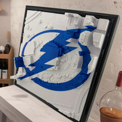Tampa Bay Lightning Amalie Arena Topographical Map Art Framed Wall Decor with Embossed Logo Hockey Fan Gift