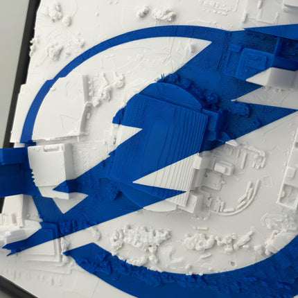 Tampa Bay Lightning Amalie Arena Topographical Map Art Framed Wall Decor with Embossed Logo Hockey Fan Gift