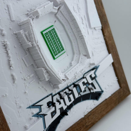 Philadelphia Eagles - Framed Topographical Map Art of Lincoln Financial Field (Embossed Logo)