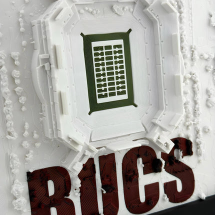 Tampa Bay Buccaneers - Framed Topographical Map Art of Raymond James Stadium with Embossed Text