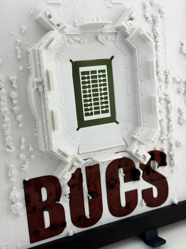 Tampa Bay Buccaneers - Framed Topographical Map Art of Raymond James Stadium with Embossed Text