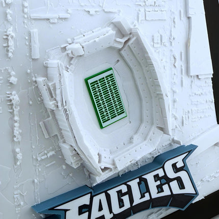 Philadelphia Eagles Lincoln Financial Field Topographical Map Art - Framed 3D Raised Logo Stadium Wall Decor