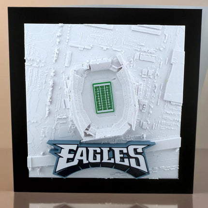 Philadelphia Eagles Lincoln Financial Field Topographical Map Art - Framed 3D Raised Logo Stadium Wall Decor