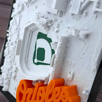 Camden Yards 3D Topographical Map: Baltimore Orioles Stadium Wall Art