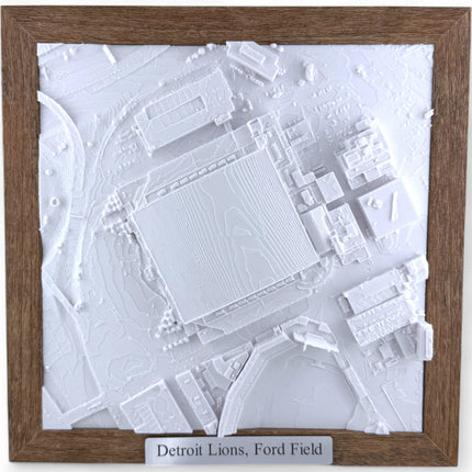 Detroit Lions, AT&T Stadium Map Art Framed Wall Decor Topographical Map