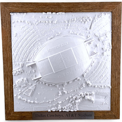 Dallas Cowboys, AT&T Stadium Map Art Framed Wall Decor Topographical Map