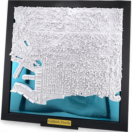 Gulfport, FL Map Art Framed Wall Decor Topographical Map